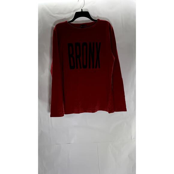 RIGO Men's Red/Black "Bronx" Logo Crewneck Casual Long Sleeve T-Shirt SZ L - Picture 1 of 10